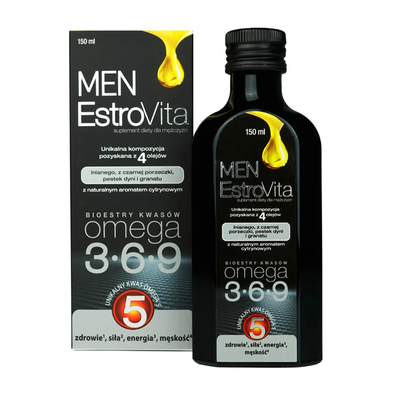 EstroVita MEN kwasy omega 3 5 6 9 dla mężczyzn 150 ml mybionic pl