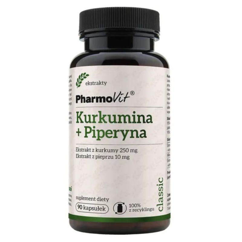 Куркумин и пиперин PharmoVit, экстракт куркумы и черного перца, 90 капсул