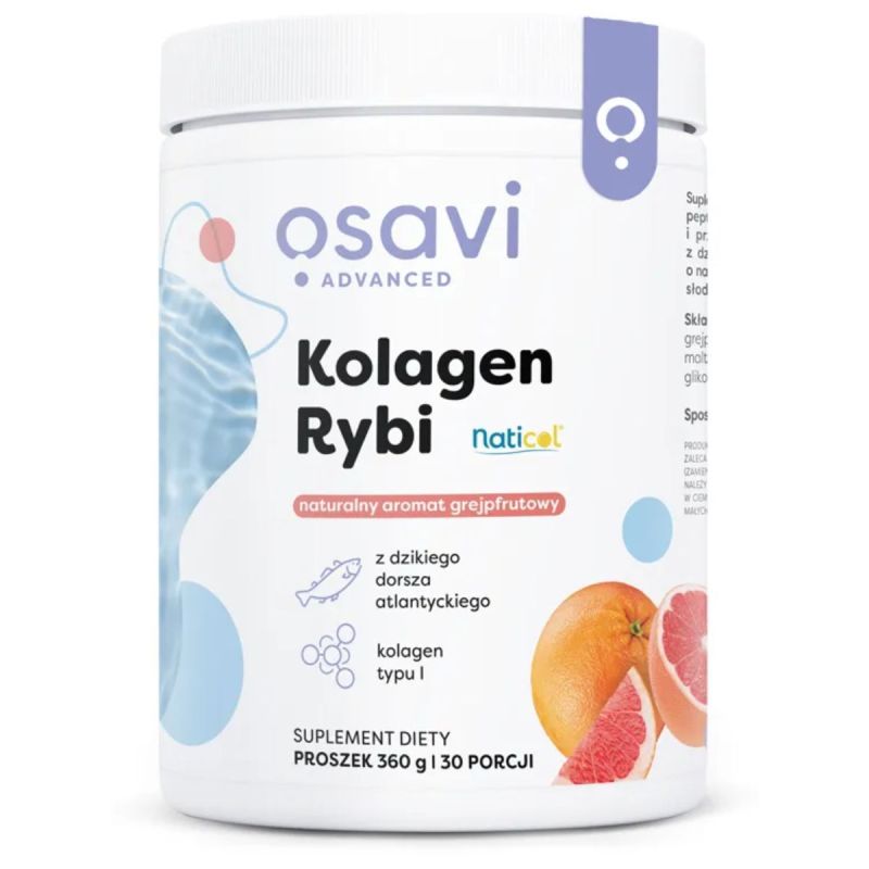 Коллаген Osavi NatiCol, рыбный, из дикой трески, вкус грейпфрута, порошок, 360 г
