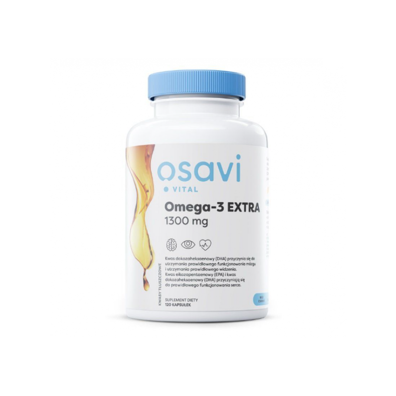 Омега-3 Osavi Extra Vital 1300 мг, вкус лимона, 120 мягких капсул
