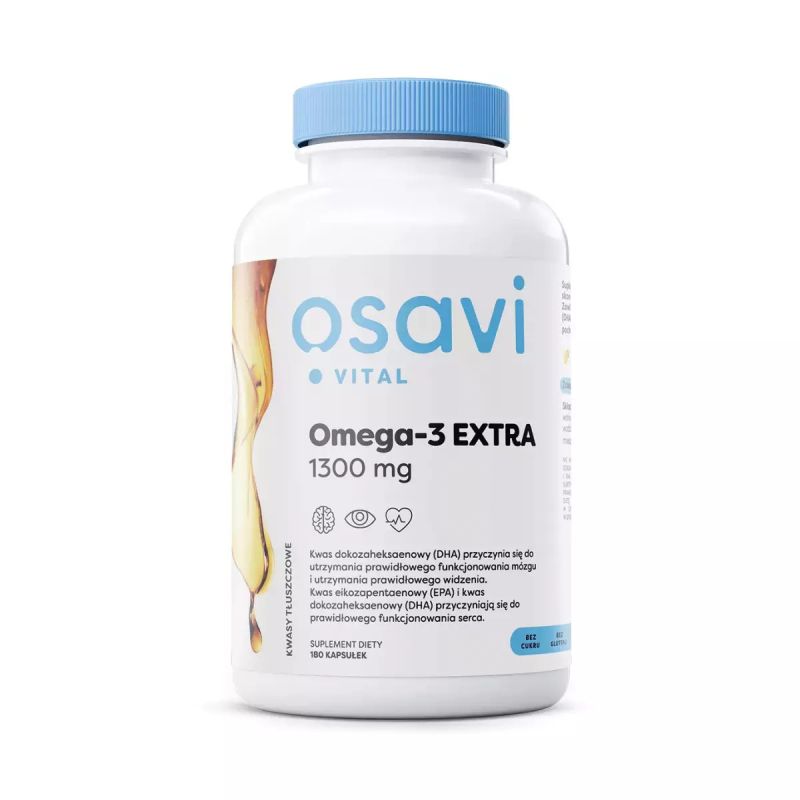 Омега-3 Osavi Extra Vital 1300 мг, вкус лимона, 180 мягких капсул