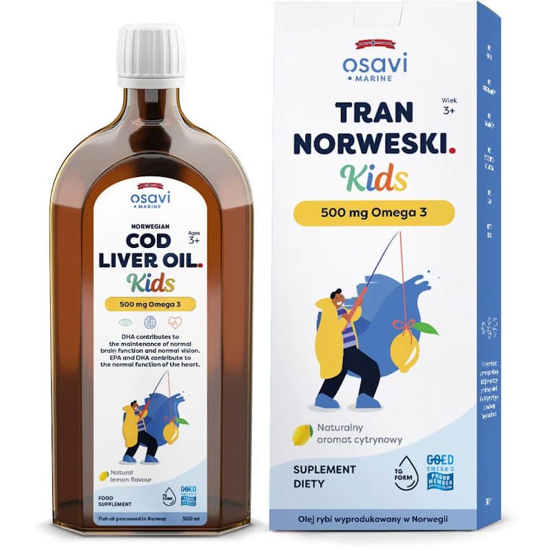 Рыбий жир для детей Osavi Kids норвежский, омега-3 500 мг, вкус лимона, 500 мл