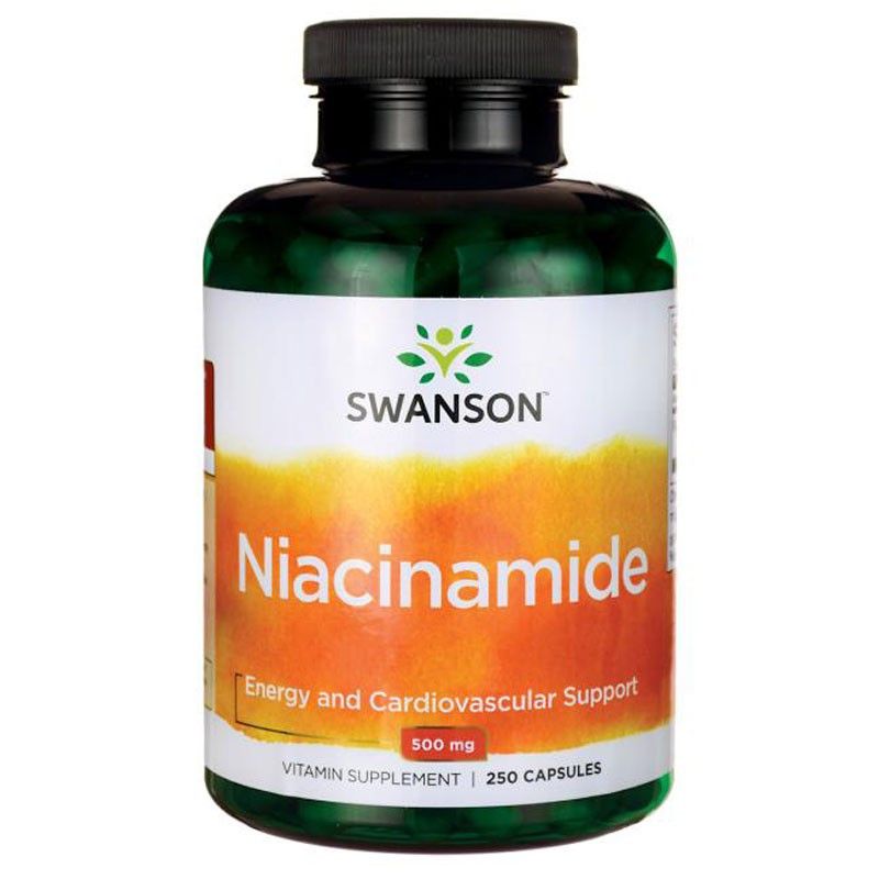 Витамин B3 Swanson Niacin 500 мг, никотинамид, 250 капсул