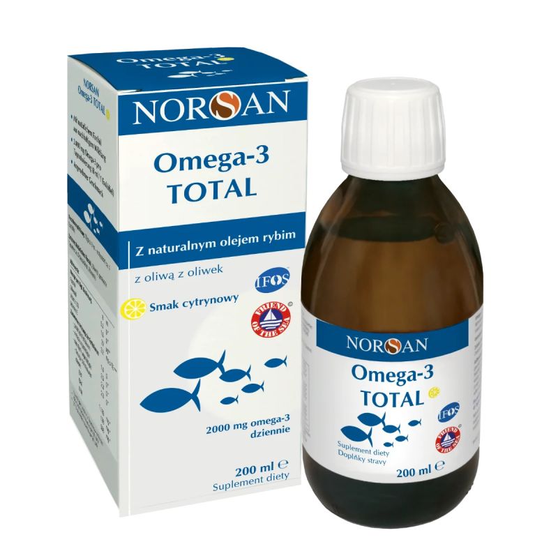 Омега-3 Norsan Total, рыбий жир с витамином D3, вкус лимона, 200 мл