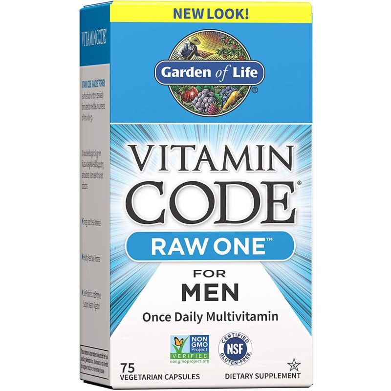 Мультивитамины для мужчин Garden of Life Vitamin Code Raw One for Men, с пробиотиками, 75 капсул