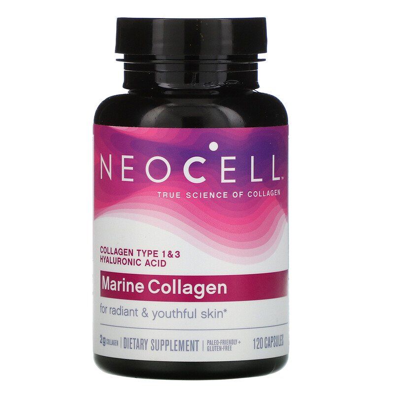 Коллаген NeoCell Marine Collagen, морской, 1 и 3 типа, с гиалуроновой кислотой, 120 капсул