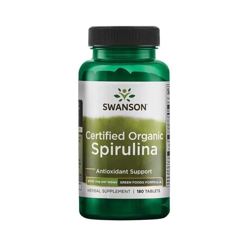 Спирулина Swanson Certified Organic Spirulina, органическая, 180 таблеток