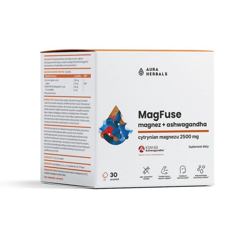 Магний Aura Herbals MagFuse, с ашвагандой, 30 саше