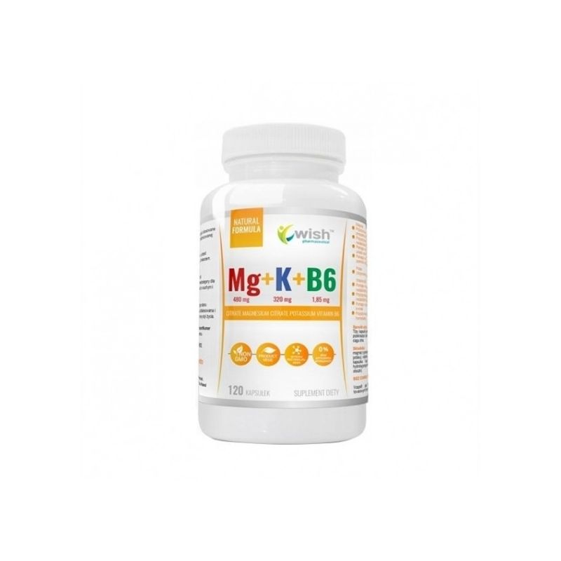 Магний с калием и витамином B6 Wish Mg+K+B6, растительные капсулы, 120 капсул