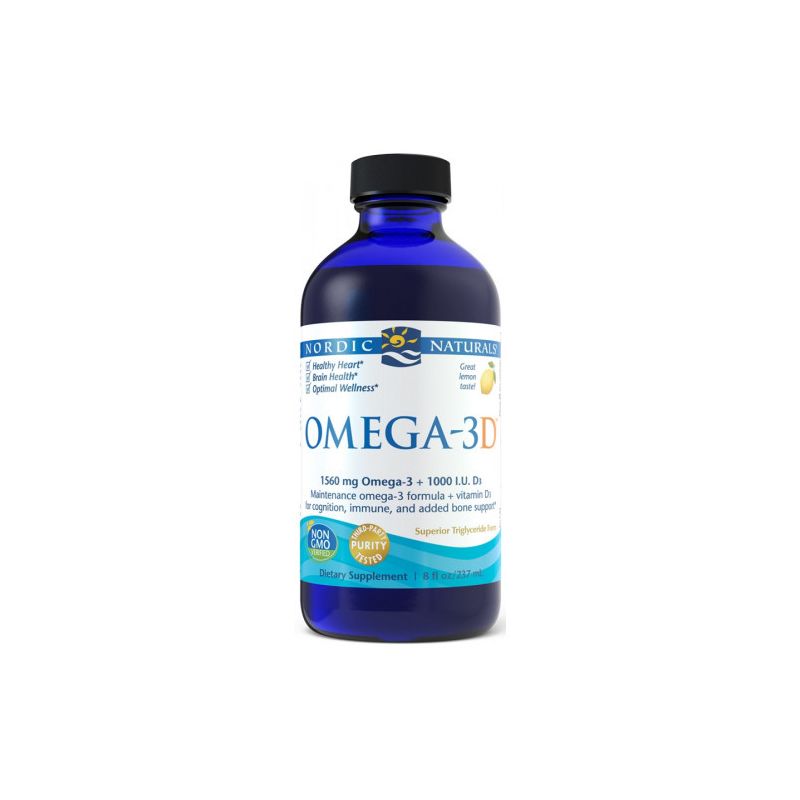 Омега-3 Nordic Naturals 1560 мг, с витамином D3, вкус лимон, жидкость, 237 мл