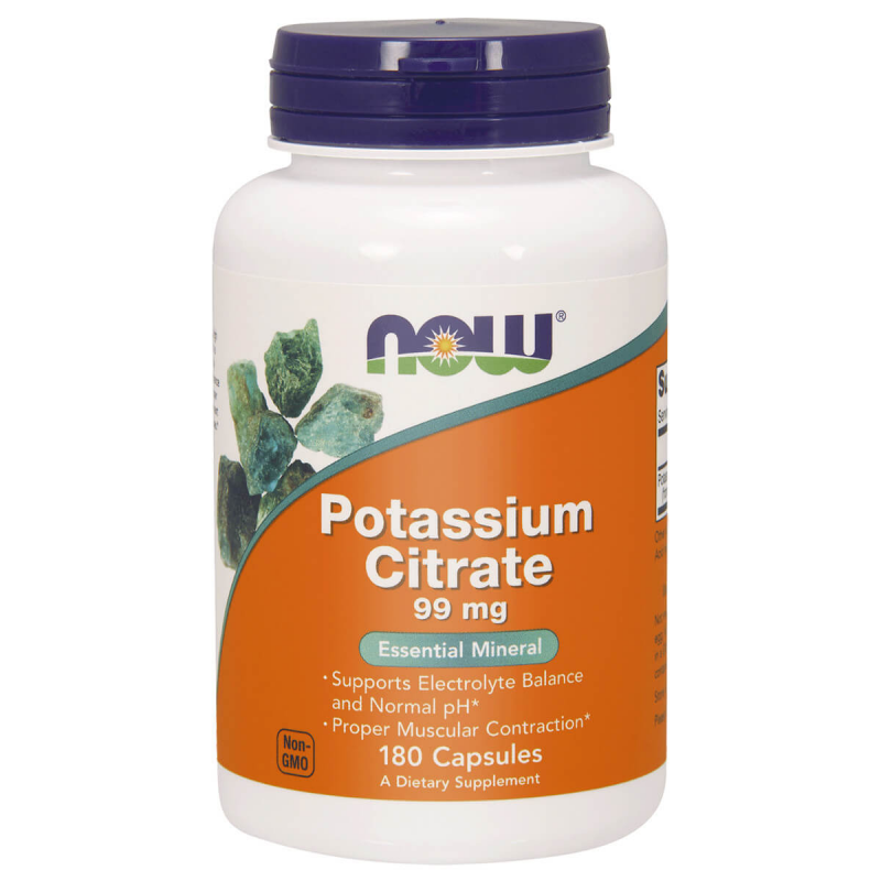 Калий Now Foods Potassium Citrate 99 мг, цитрат калия, 180 капсул