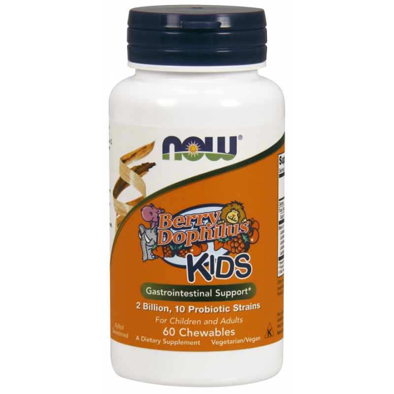 Пробиотик для детей Now Foods BerryDophilus Kids, 10 штаммов, 60 таблеток для рассасывания