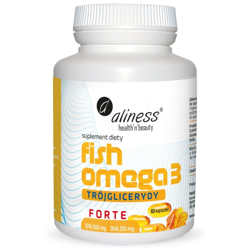 Омега-3 Aliness Fish Omega 3 Forte, EPA 500 мг и DHA 250 мг, триглицериды, 60 капсул