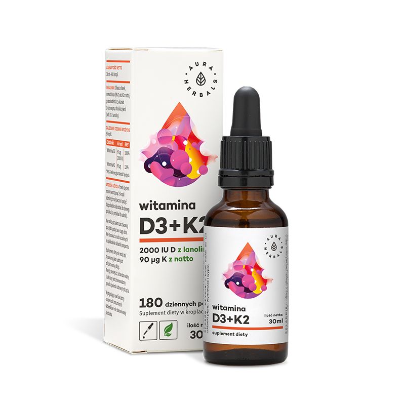 Витамин D3 и K2 Aura Herbals 2000 МЕ, K2 MK-7, капли, 30 мл