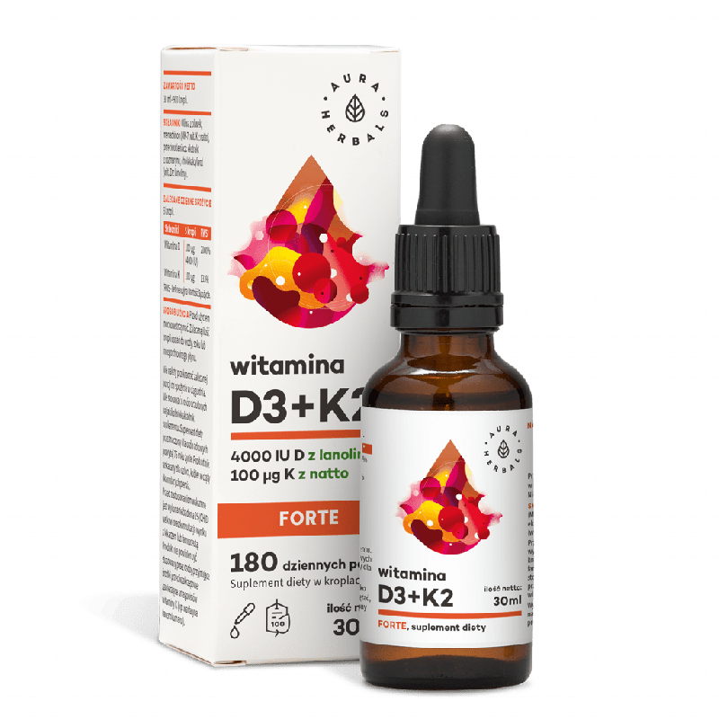Витамин D3 и K2 Aura Herbals Forte 4000 МЕ, K2 MK-7, капли, 30 мл