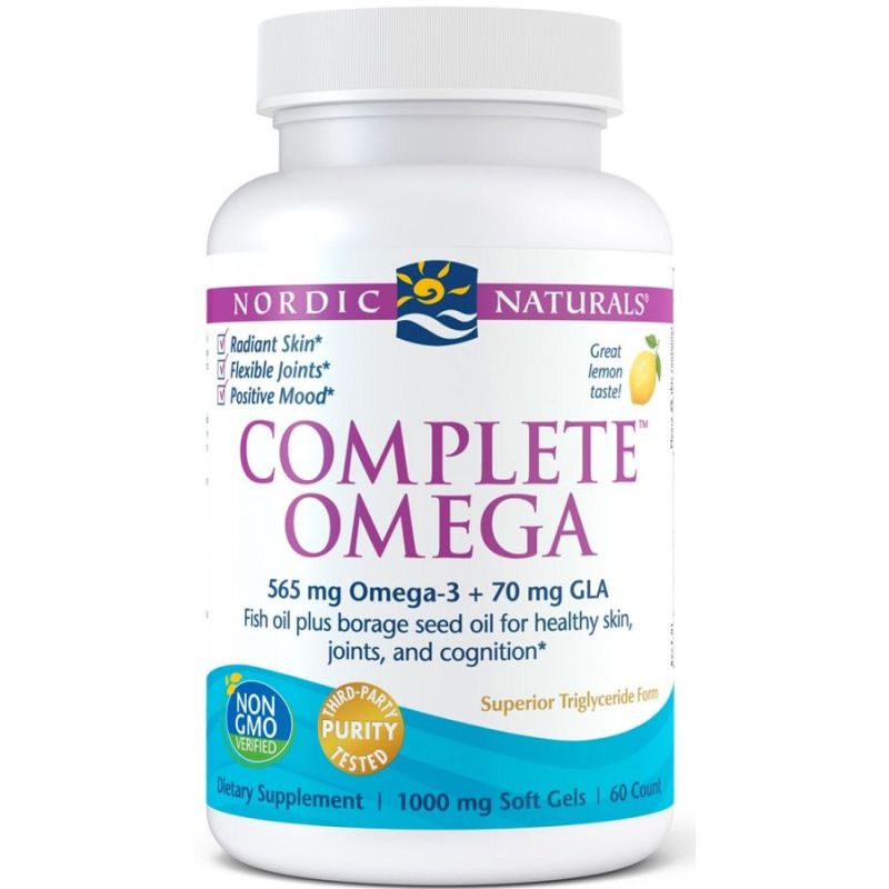 Омега-3 Nordic Naturals Complete Omega 565 мг, с GLA, вкус лимон, мягкие капсулы, 60 капсул