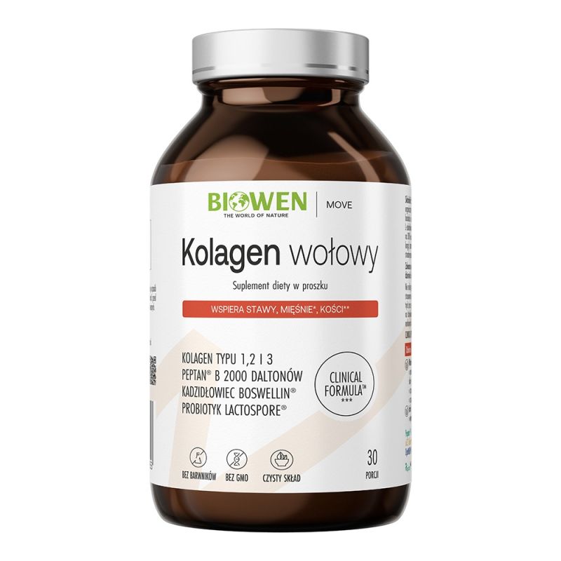 Говяжий коллаген Biowen типов I, II, III, с витамином C, порошок, 225 г