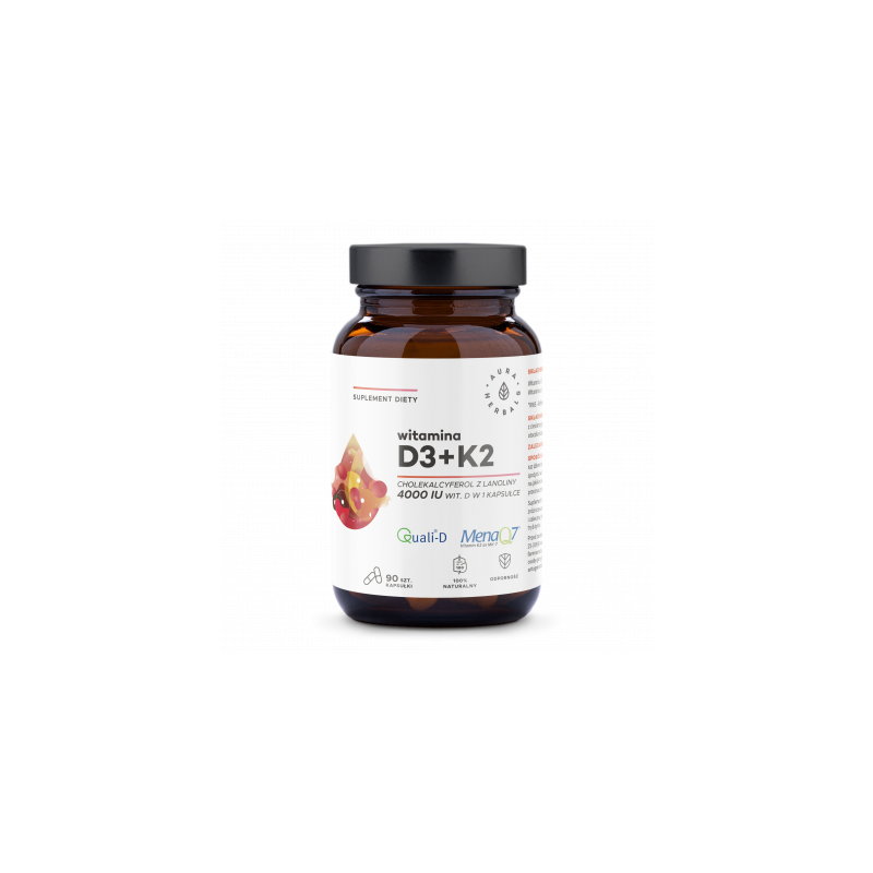 Витамин D3 и K2 Aura Herbals 4000 МЕ, Quali-D и MenaQ7, 90 капсул
