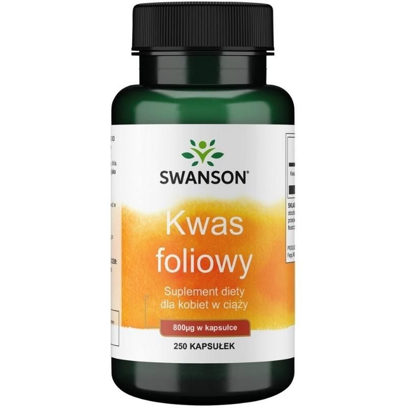 Фолиевая кислота Swanson 800 мкг, витамин B9, 250 капсул