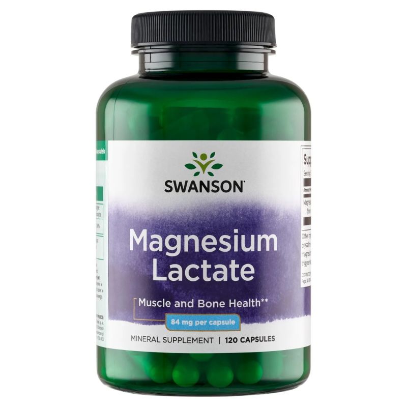 Магний Swanson 84 мг, лактат магния, 120 капсул