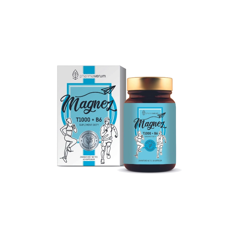 Магний Pharmaverum T1000 + B6, таурат магния, 60 капсул