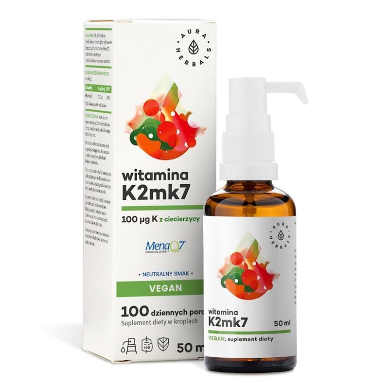Витамин K2 Aura Herbals Vegan 100 мкг, MenaQ7, капли, 50 мл