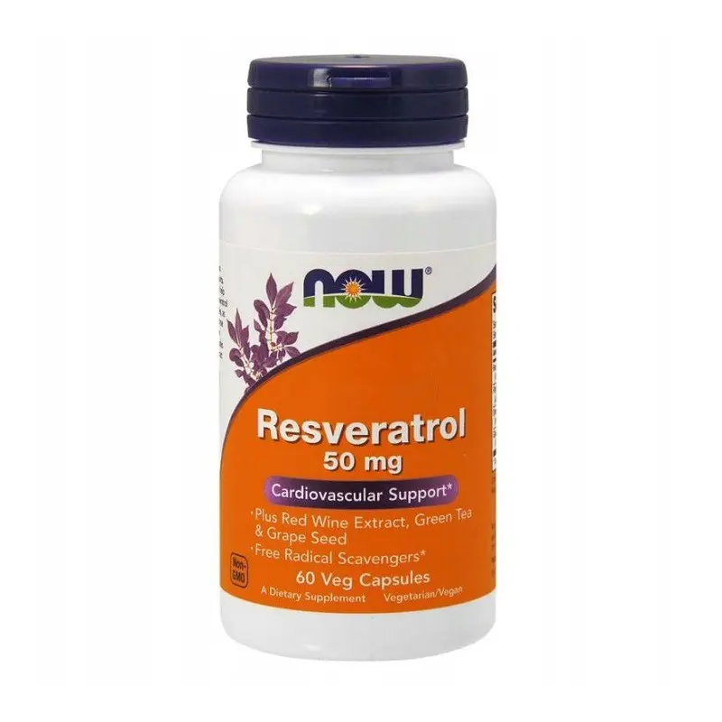 NOW Foods Natural Resveratrol with Red Wine Extract 60 kapsułek