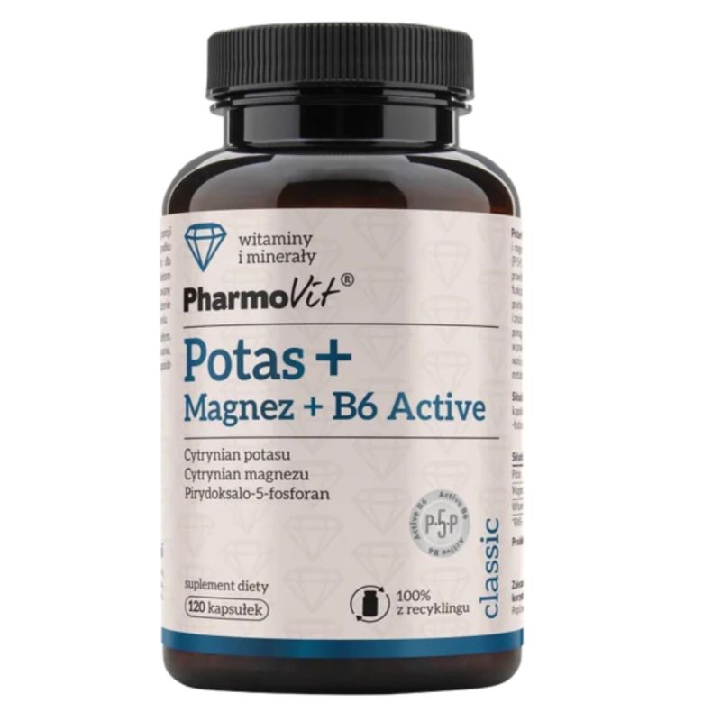 Калий и магний PharmoVit Active, с витамином B6, 120 капсул