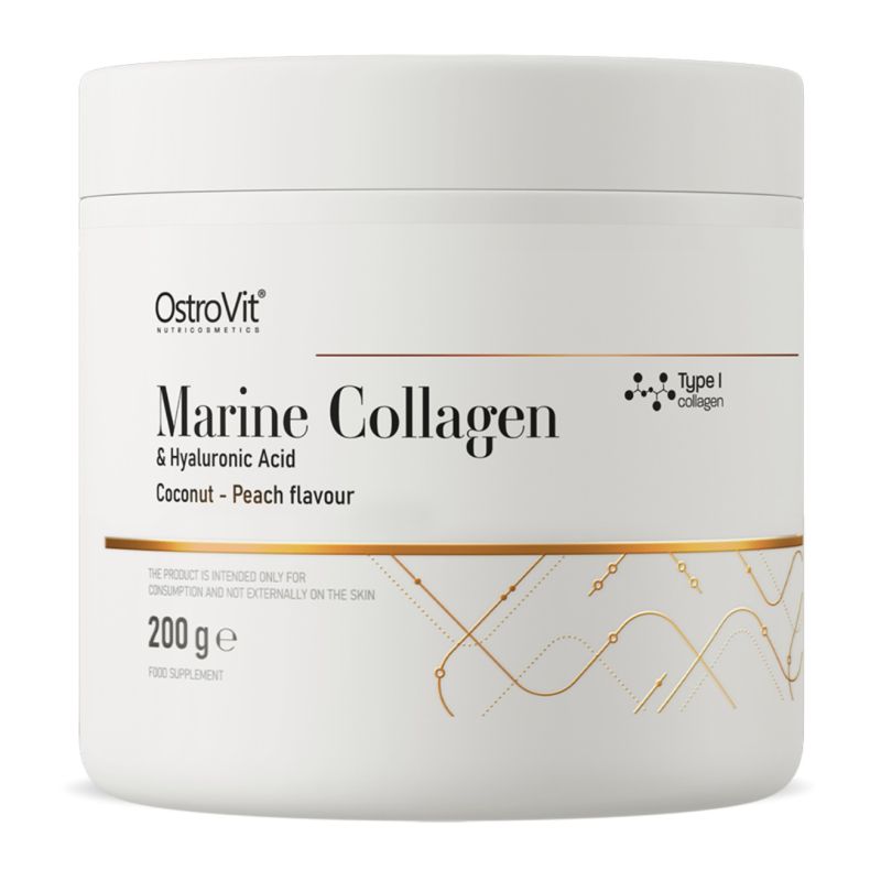 Коллаген OstroVit, морской, с гиалуроновой кислотой и витамином C, вкус кокоса и персика, 200 г