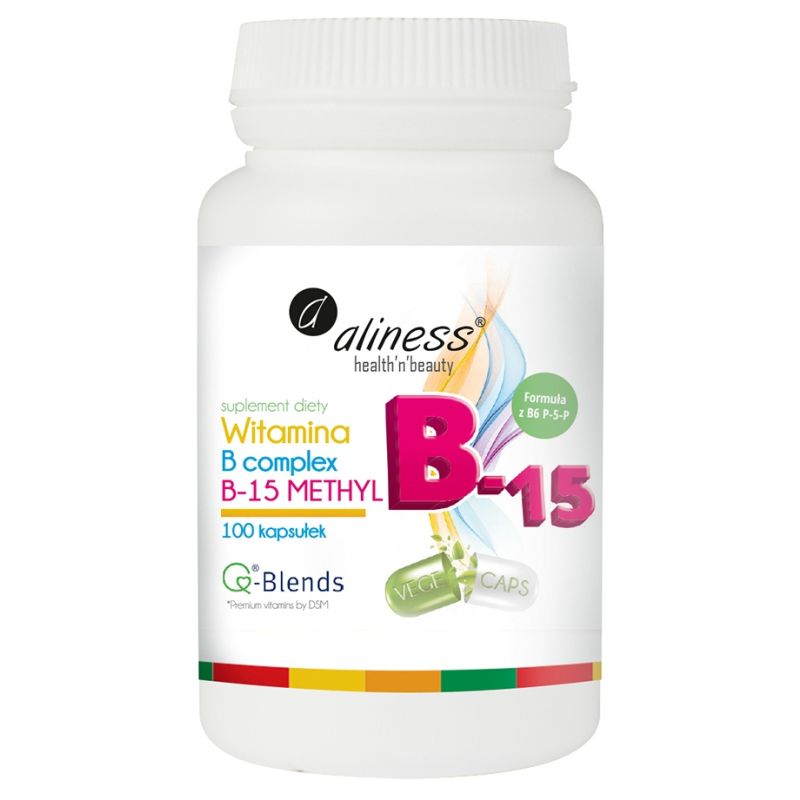 Витамины группы B Aliness B-Complex B-15 Methyl, с фолатом Quatrefolic, 100 капсул
