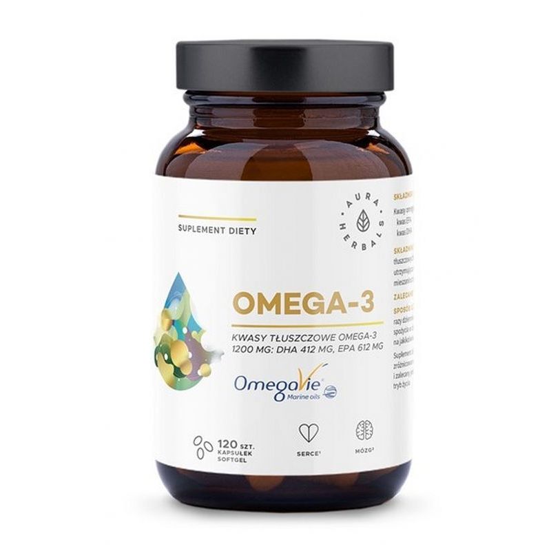 Омега-3 Aura Herbals 1200 мг, EPA и DHA, концентрированная, 120 капсул