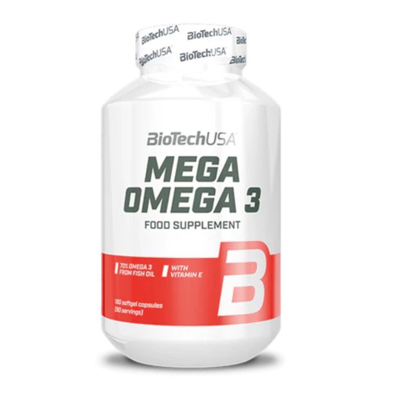 Омега-3 BioTech USA Mega Omega 3, DHA и EPA с витамином E, 180 капсул