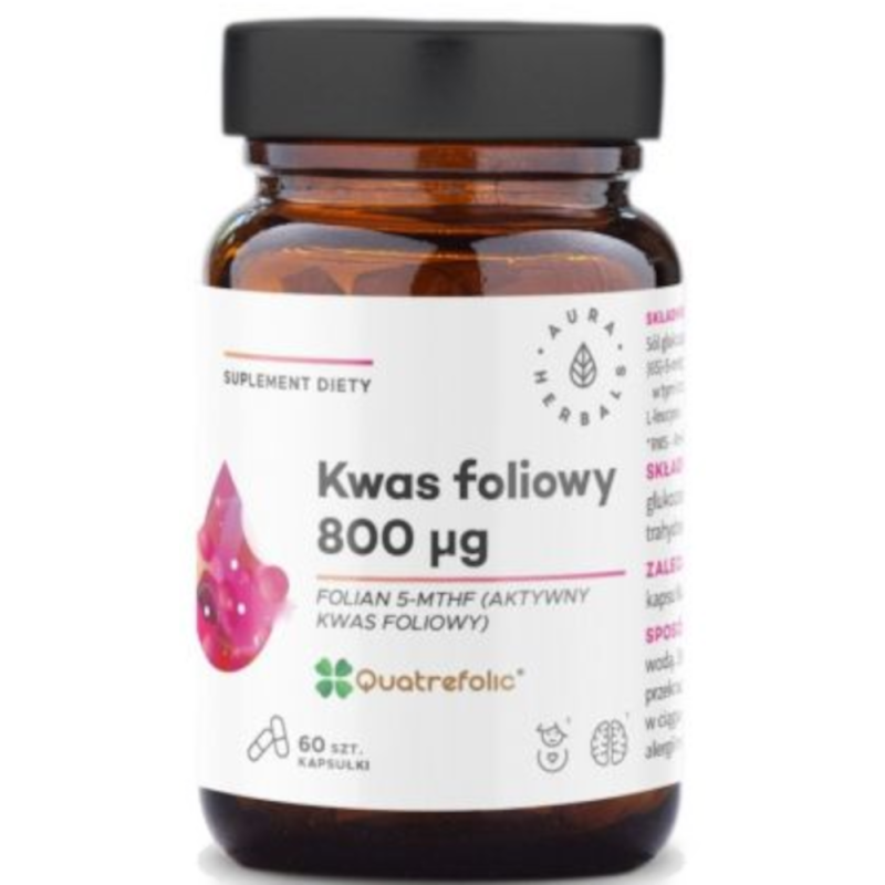 Фолиевая кислота Aura Herbals Quatrefolic 800 мкг, 60 капсул