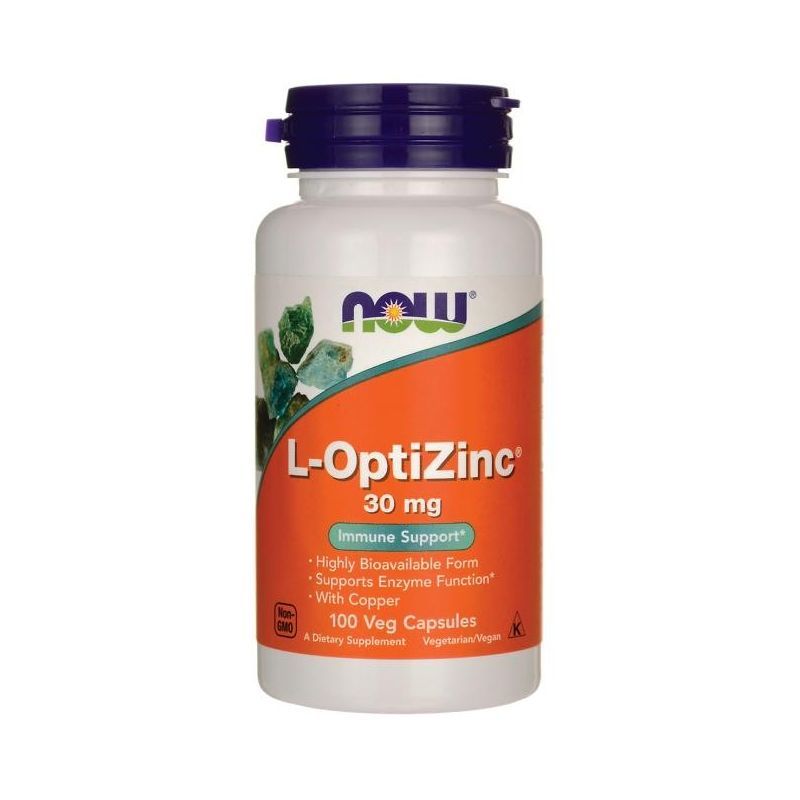 NOW Foods L-OptiZinc 30 mg 100 Veg Caps