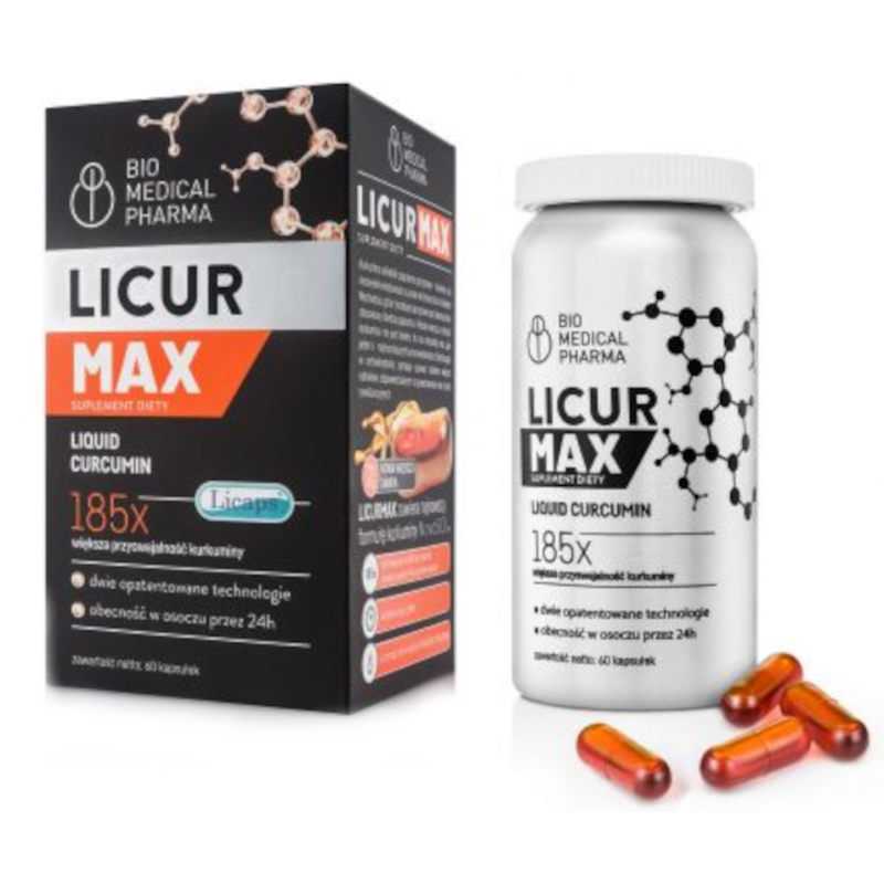 Куркумин Bio Medical Pharma Licur Max, мицеллярный NovaSOL, жидкий, 60 капсул