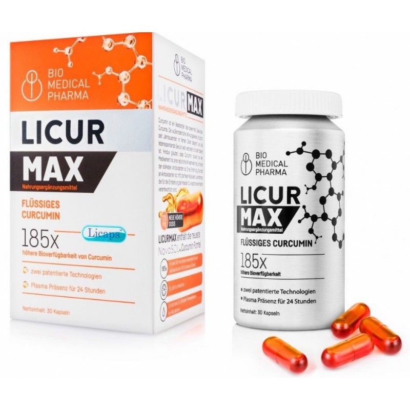 Куркумин Bio Medical Pharma Licur Max, мицеллярный NovaSOL, жидкий, 30 капсул