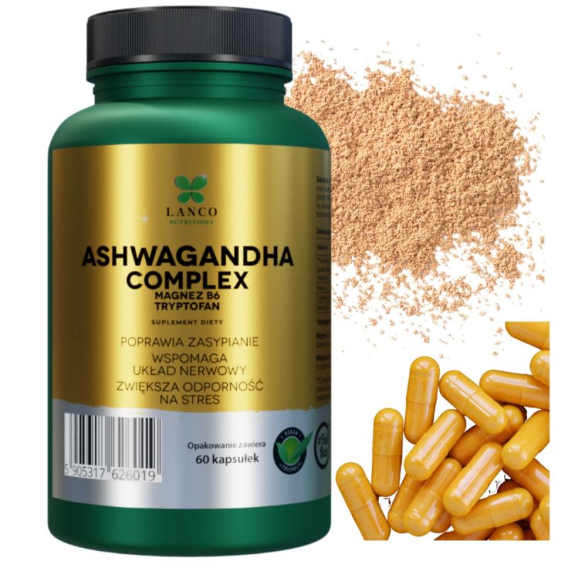 Ашваганда Lanco Nutritions Ashwagandha Complex, с триптофаном и витамином B6, 60 капсул
