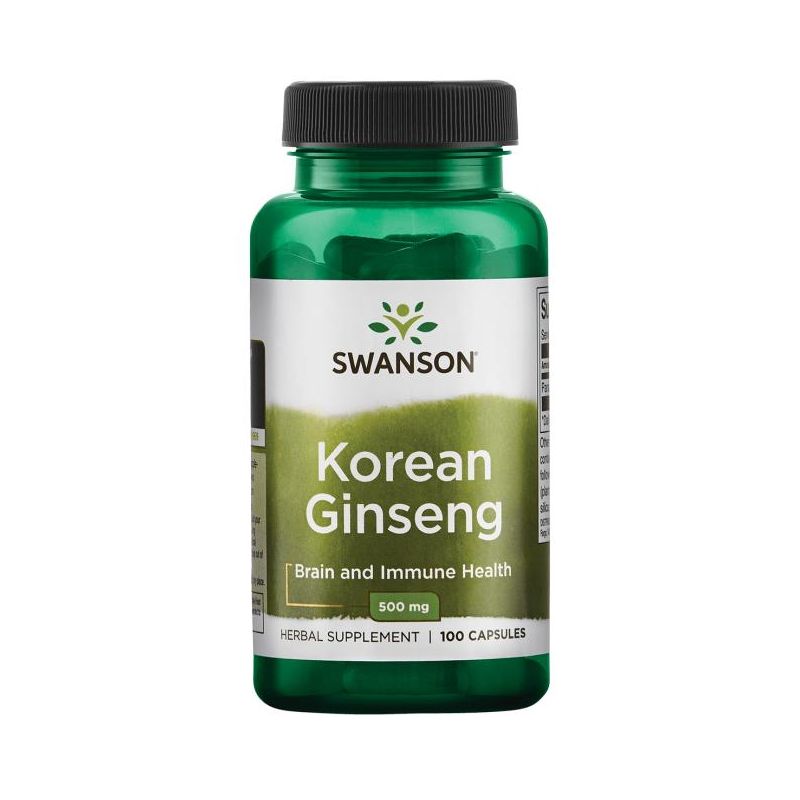 Женьшень Swanson Korean Ginseng 500 мг, корейский, 100 капсул
