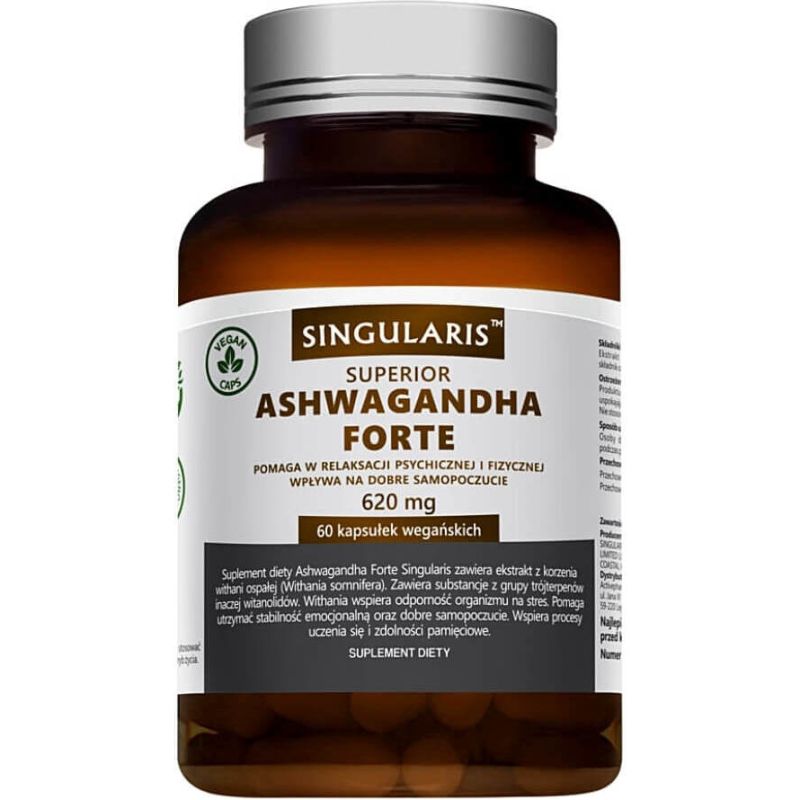 Ашваганда Singularis Ashwagandha Forte 620 мг, экстракт корня, 60 капсул