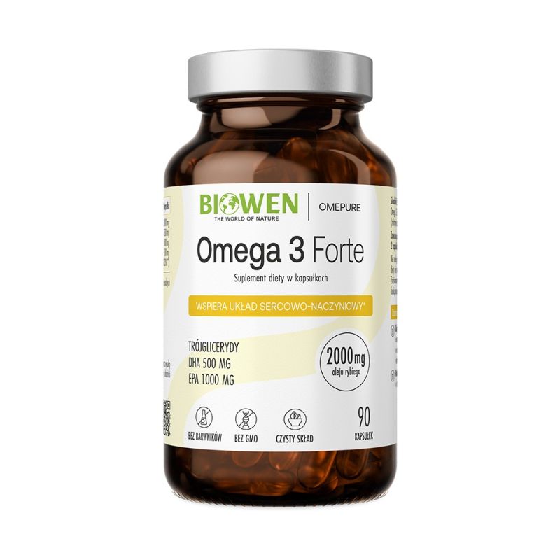 Омега-3 Biowen Omega 3 Forte, EPA 1000 мг и DHA 500 мг, с витамином E, 90 капсул