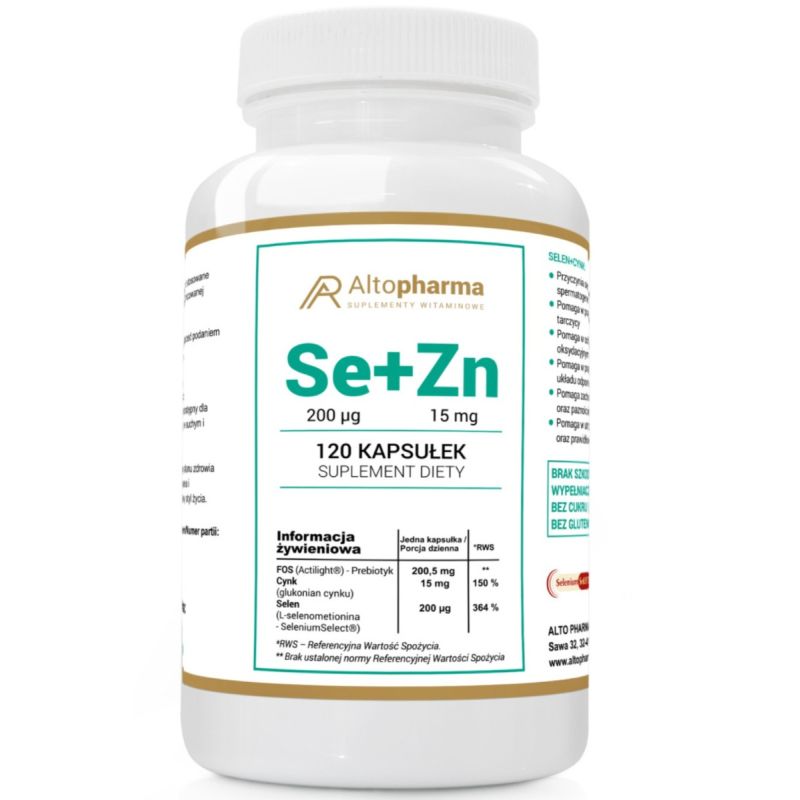 Селен и цинк Altopharma, селен 200 мкг и цинк 15 мг, с пребиотиком, 120 капсул