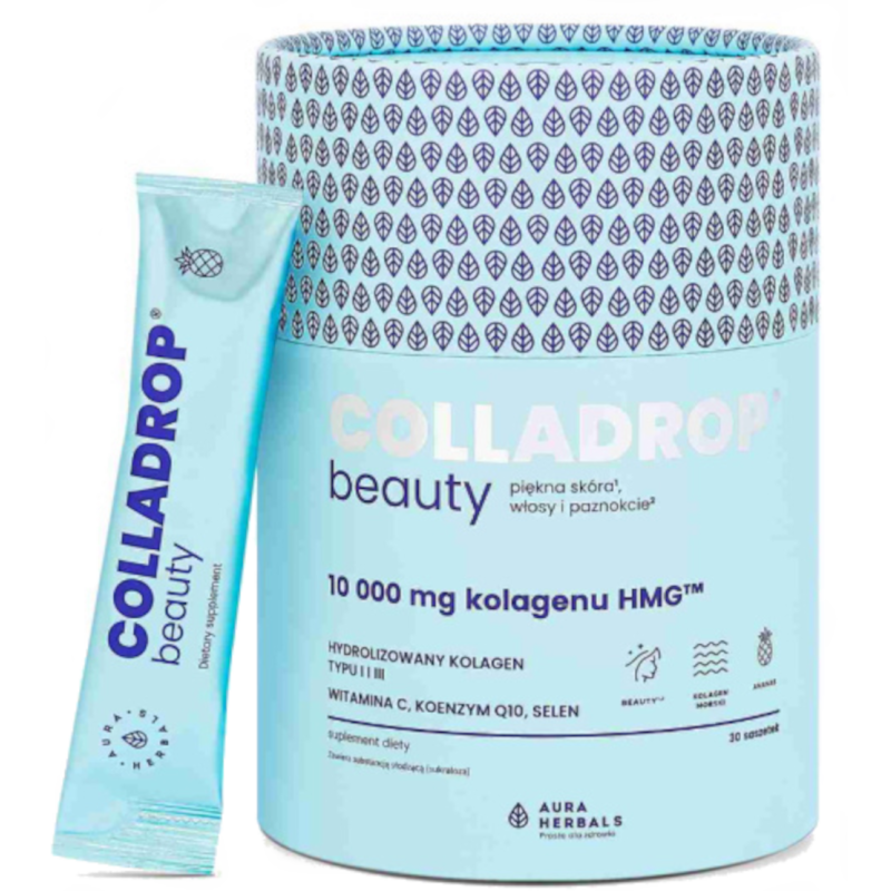 Коллаген Aura Herbals Colladrop Beauty HMG 10 000 мг, морской, ананас, 30 саше