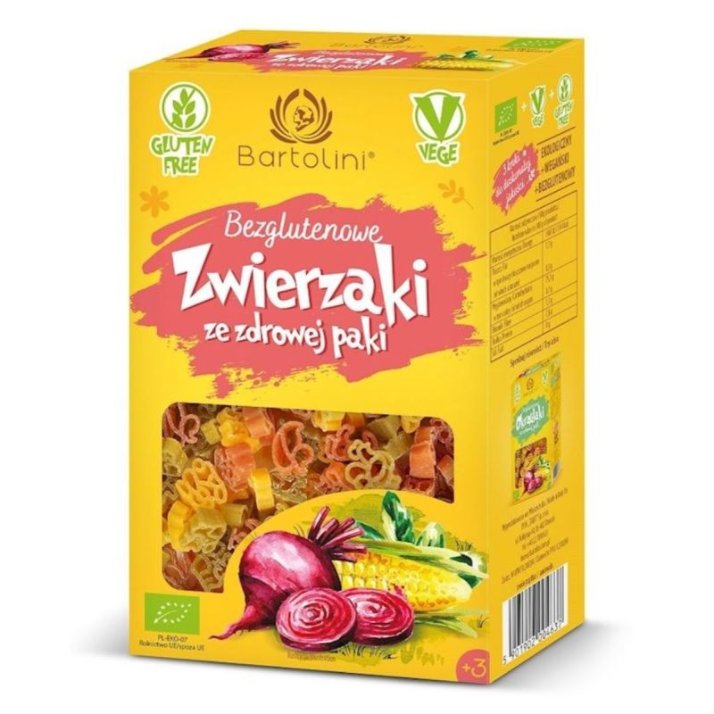 Bartolini Makaron Kukurydziany Warzywami Dla Dzieci Zwierzaki BIO 250 g
