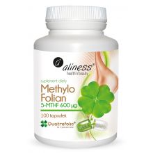 Aliness Methylo Folian (kwas foliowy) 5-MTHF 600 mcg Quatrefolic 100 kapsułek wegańskich