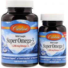 Carlson Labs Wild Caught Super Omega-3 Gems 1200 mg 100 + 30 kapsułek