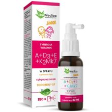 EkaMedica Synergia Witamin Junior A+D3+E+K2Mk7 spray 30ml smak cytrynowy