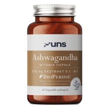 UNS Ashwagandha Witania Ospała 570mg + Bioperine 60 vege kapsułek