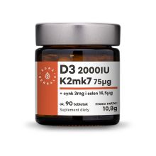 Aura Herbals Witamina D3 2000IU + K2mk7 + Cynk + Selen 90 tabletek