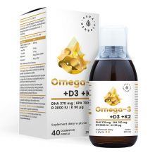 Aura Herbals Omega-3 + Witamina D3 2000IU + K2 MK-7 200 ml w płynie