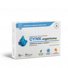 Aura Herbals Cynk organiczny 15 mg + witamina C 36 pastylek do ssania